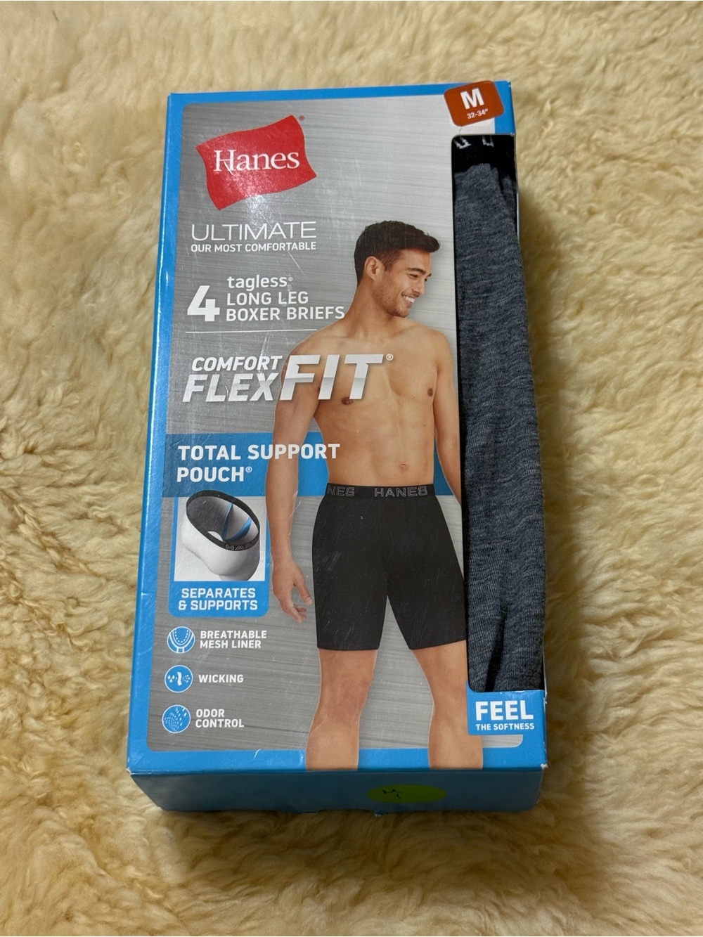 Hanes Boxer Briefs 4-Pack - Black & Gray - Retail 42